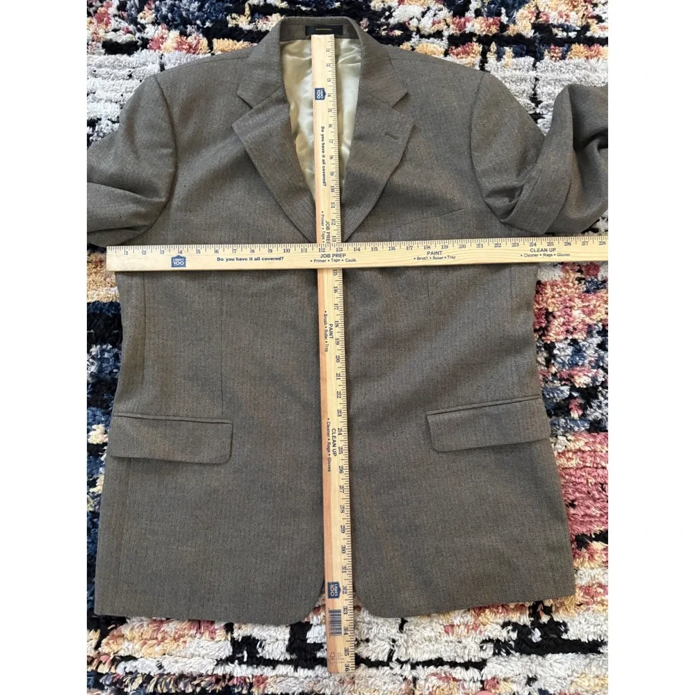 S&K Famous Brands Mens 46R Brown Herringbone 100% Wool Blazer Sport Coat Israel